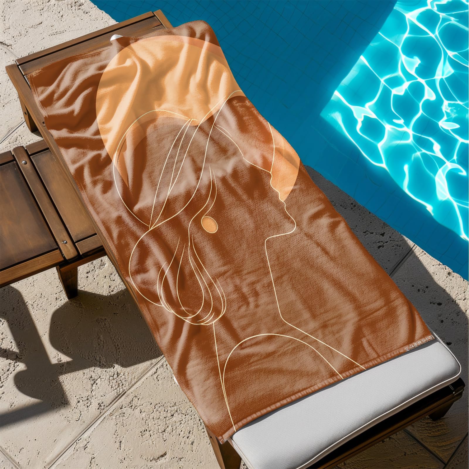 Generico Telo Mare Grande Linee Di Carattere Marrone | Microfibra Telo Mare Antisabbia Leggero Compatto Asciugatura Rapida Assorbente Per Piscina Bagno Lavabile Fino