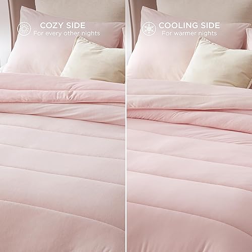 Miniatura 3 de Bedsure Juego de edredón King  Juego de cama refrescante y cálido, edredón reversible rosa para todas las estaciones, 3 piezas, 1 edredón tamaño