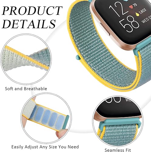 Miniatura 2 de Paquete de 4 correas de nailon para Fitbit Versa 2, Fitbit Versa, Versa Lite, Versa SE, para mujeres y hombres, correas de repuesto deportivas