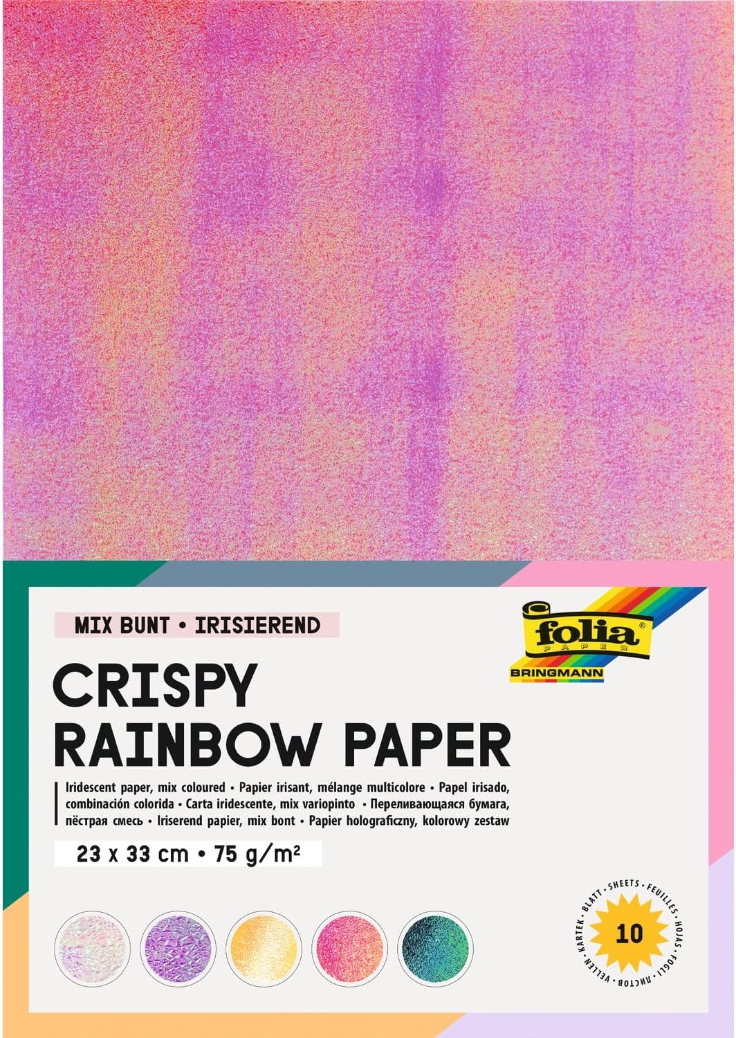 Baker Ross Iridescent Textured Paper for Making Cards Creating Collages and Decorating Children's Arts and Crafts (Pack of 10)