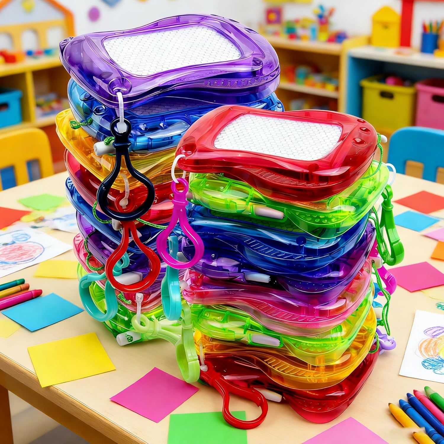 24 Pack Mini Magnetic Drawing Board for Kids, 6 Colors Kids Magnetic Drawing Erasable Sketch Pad, Portable Doodle Pad Toy Bulk for Goodie Bag Fillers Birthday Gift Classroom Party Favors