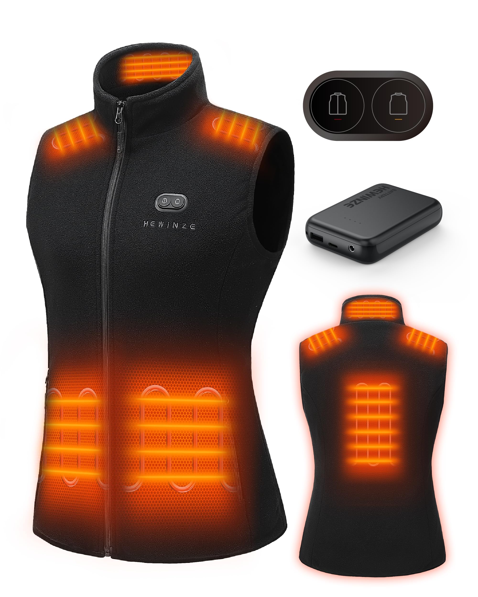 HEWINZE Gilet riscaldato in pile da donna - Gilet caldo con batteria da 7,4 V, gilet riscaldato per la caccia.