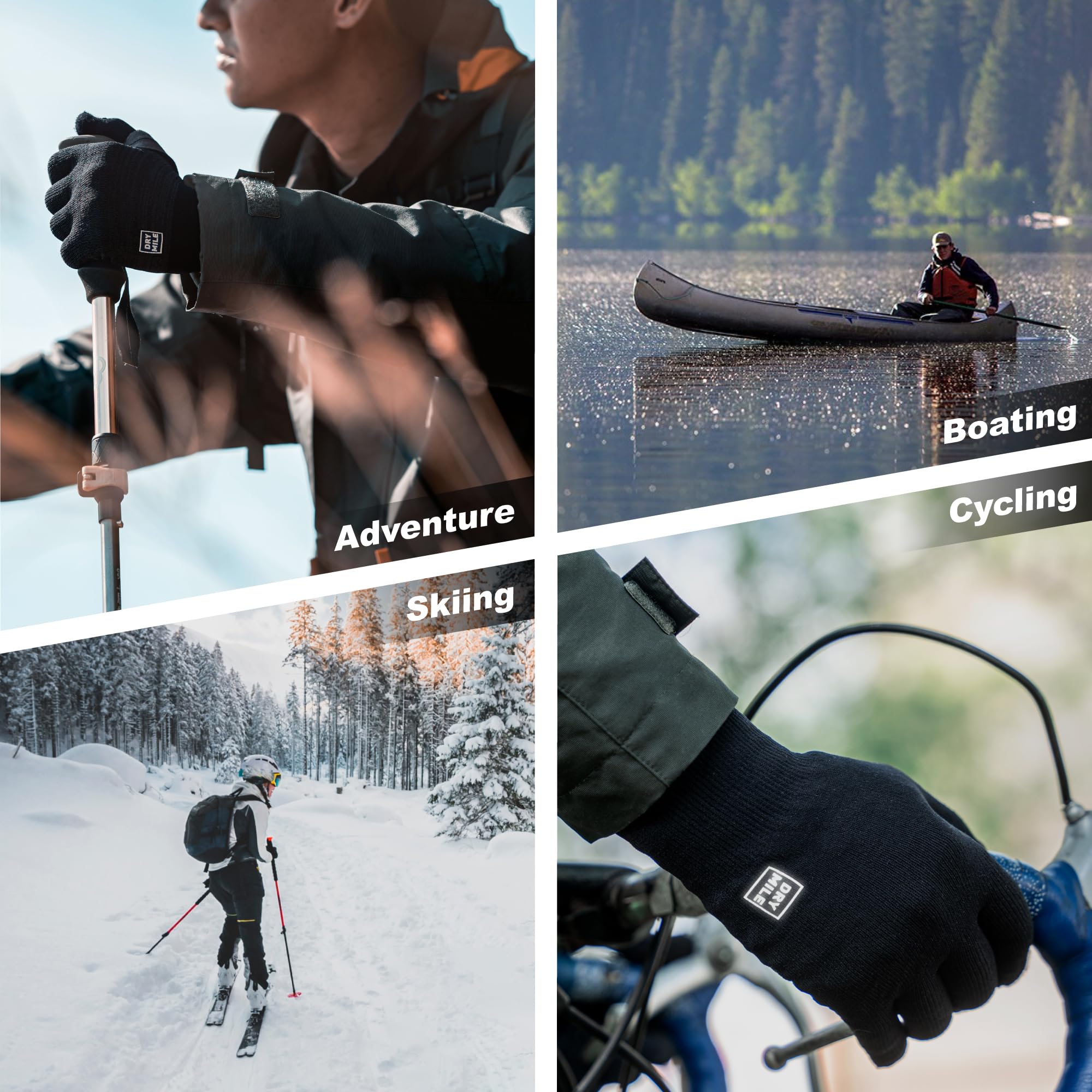 DRYMILE Alpine - Guantes impermeables para pantalla táctil cálida, mezcla de lana, guantes de mano para hombres y mujeres, para trabajo, senderismo, esquí, correr, ciclismo, equitación, ideal para