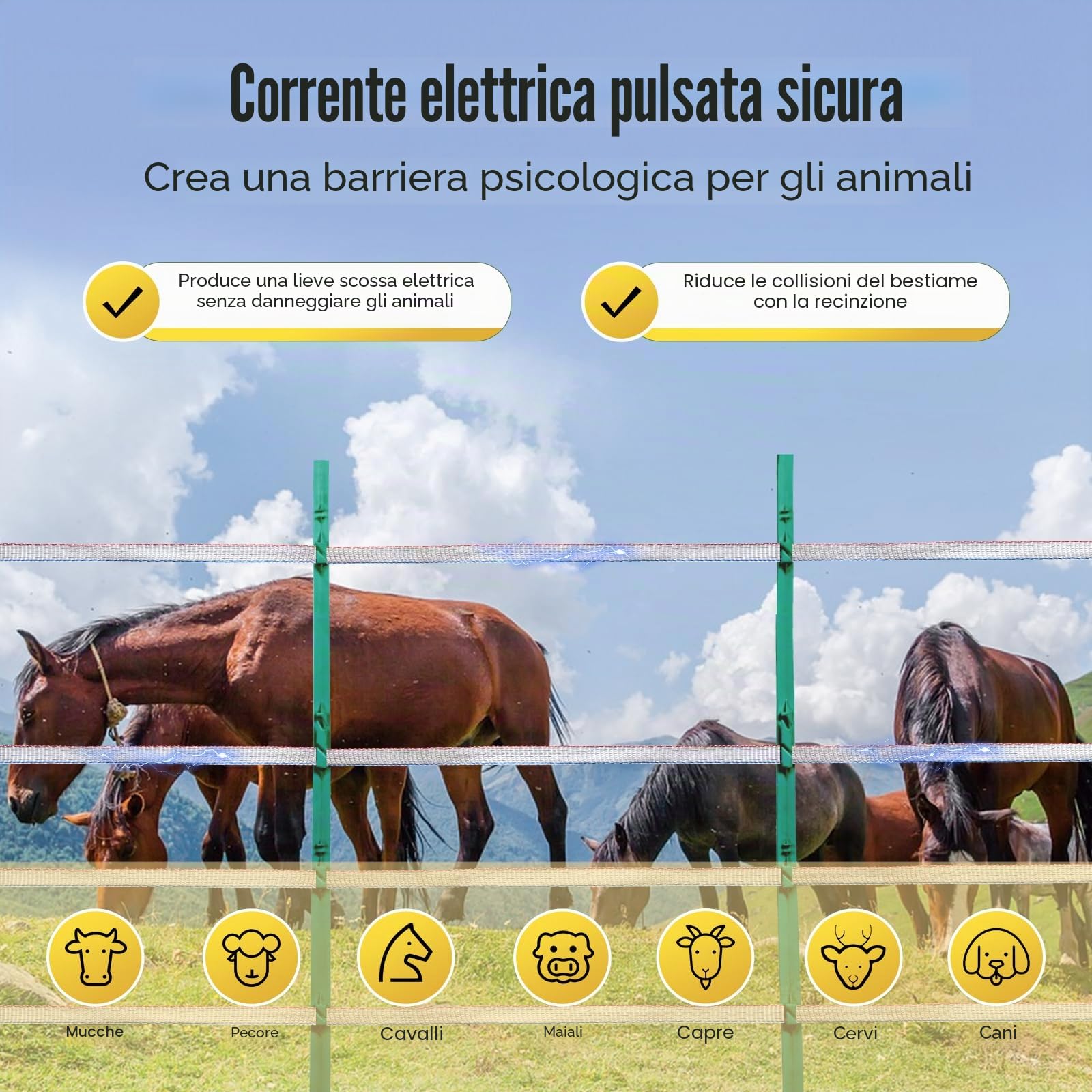 VEVOR Nastro per Recinzione Elettrica, 500 m Filo Polietilene Portatile 19 mm Larghezza 6 Fili in Acciaio Inox con Conduttività e Resistenza alla Ruggine, Linea Corda Recinzione per Cavalli, Bestiame
