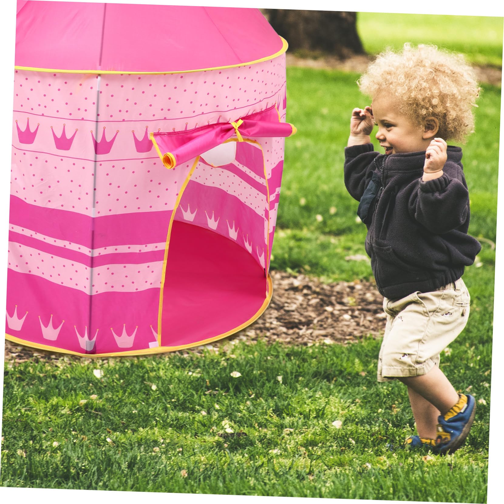 Casetta da Gioco per Bambini Rosa con Porta Arrotolabile | Rifugio Gioco per Ragazza da Esterno, Facile da Trasportare, Adatta a Playroom e Giardino, Pratica da Spostare