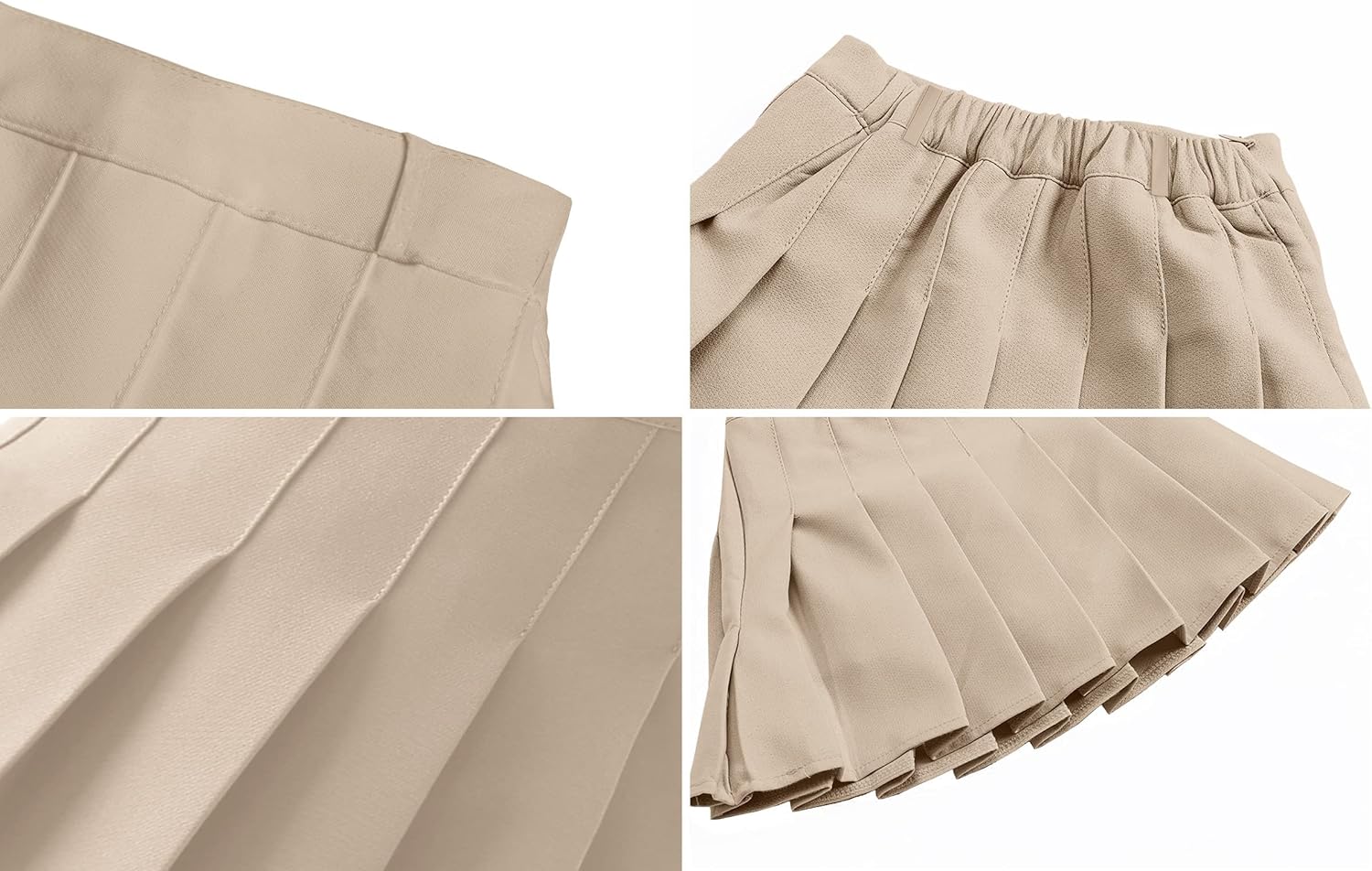 SANGTREE Kid Girls High Waisted Pleated Skater Tennis School A-Line Skirt Uniform Skirts with Lining Shorts Khaki2, 13-14 Years = Tag 170