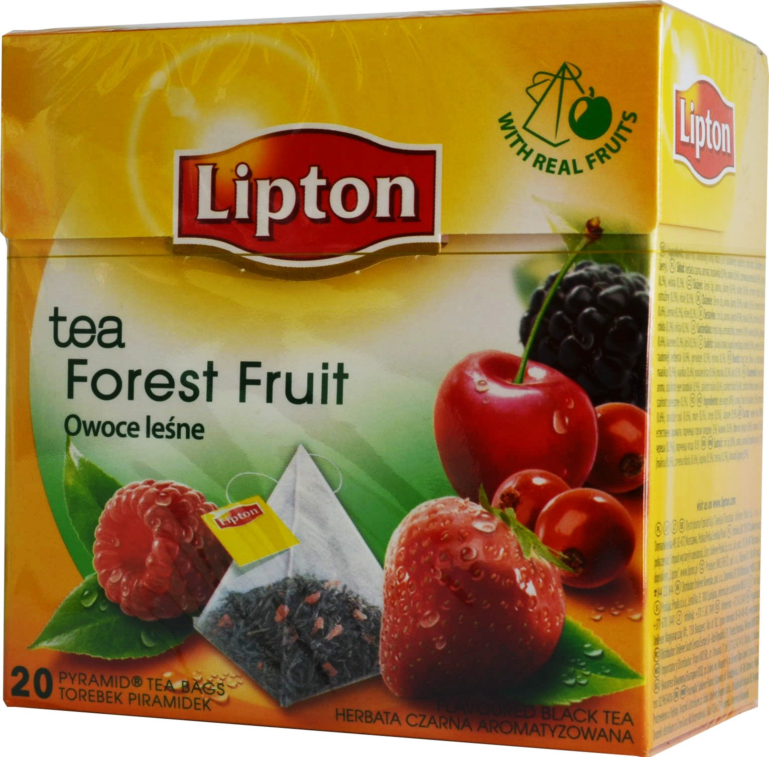 Lipton Pyramids Forest Fruit Té Negro, 20 bolsitas - bolsas de té - 12 unidades