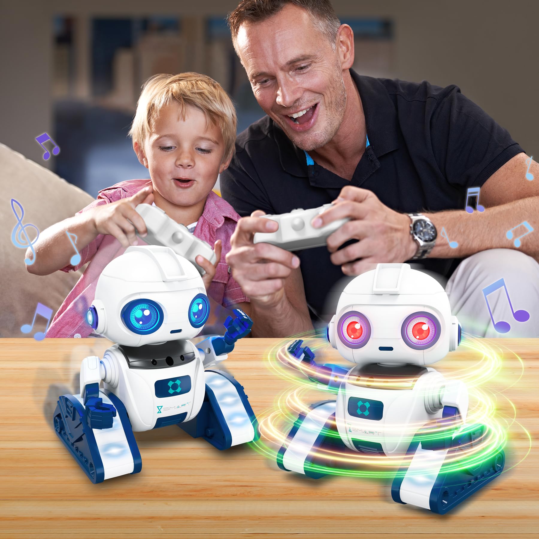 Robot Enfant Jouet, Projecteur Ciel Etoile, Robot Télécommandé Rechargeable, Intelligent Geste ContrôLe, Jouet Cadeaux d'anniversaire pour Garçons et Filles âgés de 4, 5, 6, 7, 8
