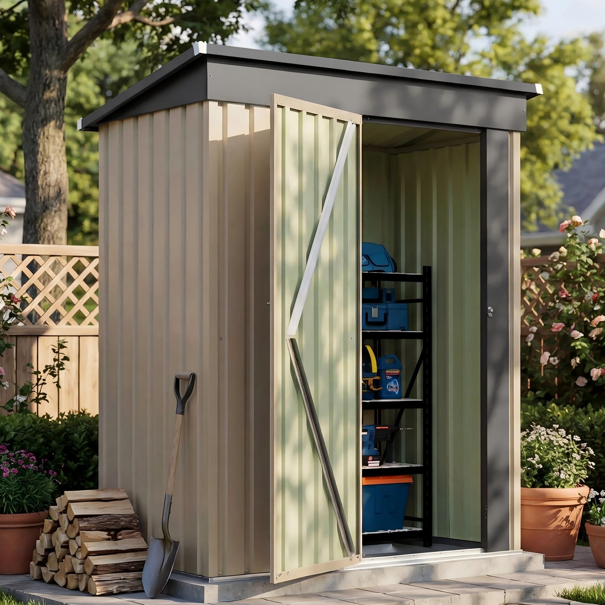 Patiowell 5x3 FT Outdoor Storage Shed with Floor Frame