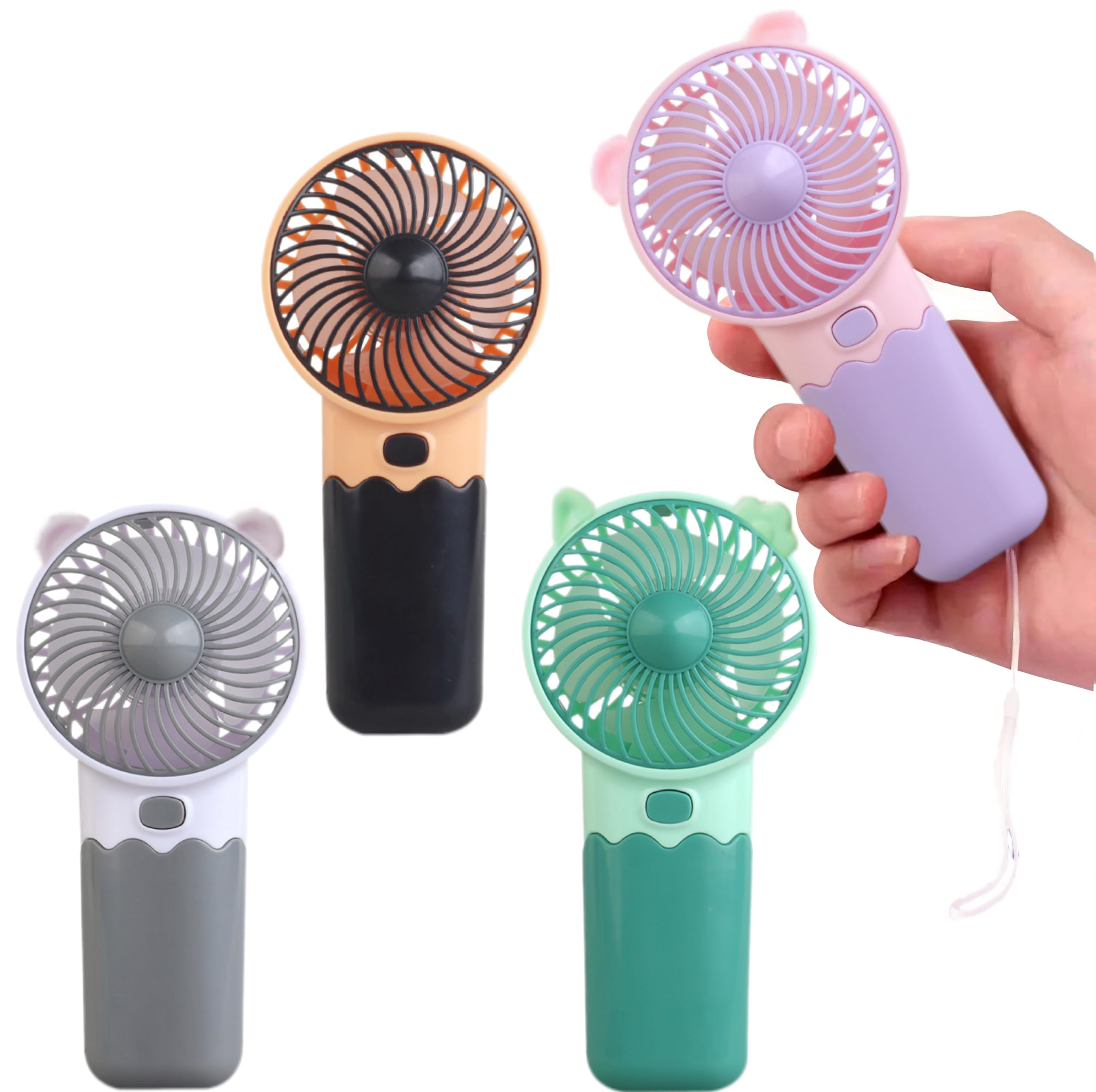 4 Pack Mini Portable Handheld Fan,Cute Handheld Fan Battery Operated, High Speed & Lightweight Small Portable Personal Cooling Fan for Travel,Beach, Camping, Eyelash Fan for Girl kids Women Men