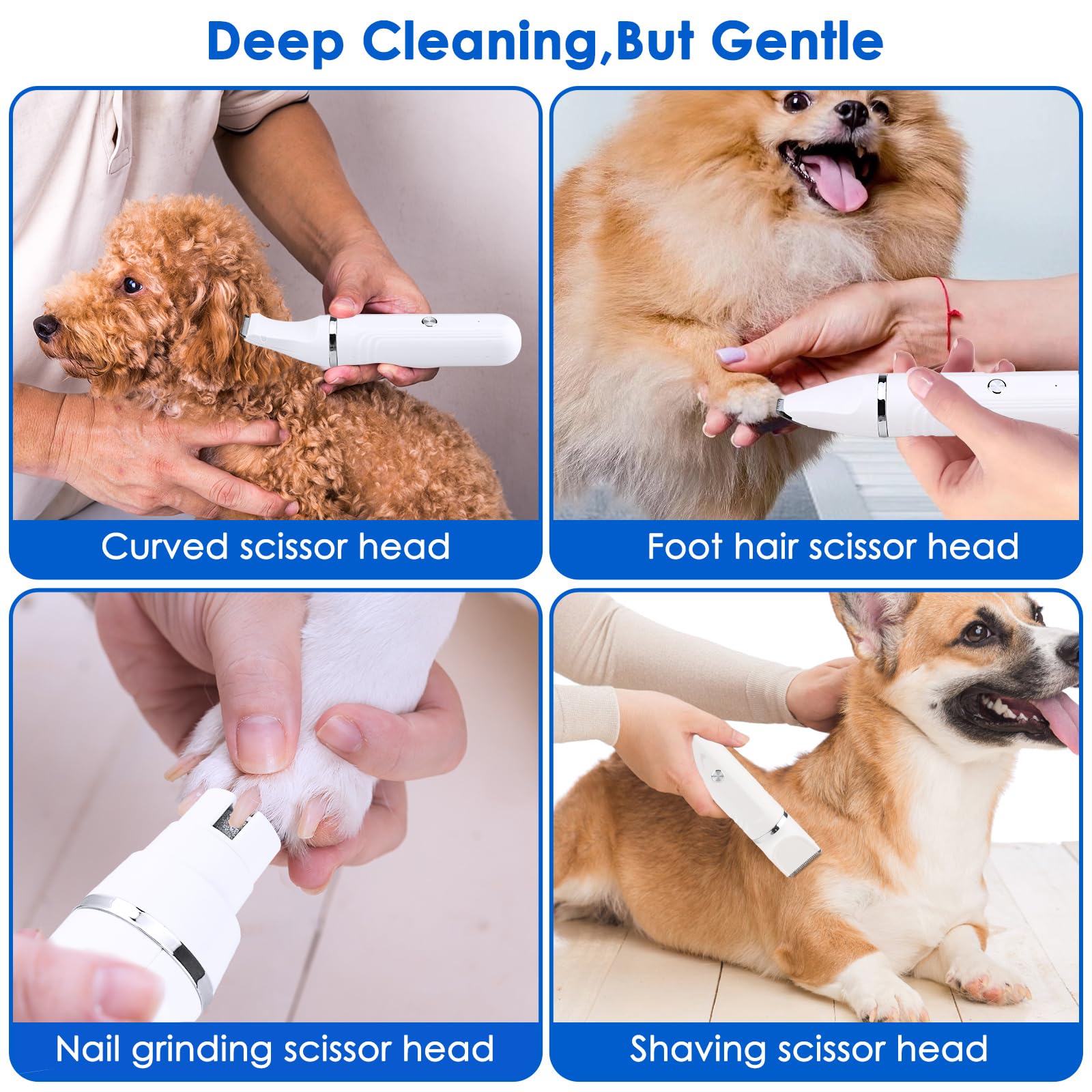Pfotentrimmer für Hunde, 4-IN-1 Profi Haarschneidemaschine für Hund, Leise Schermaschine Katze Set Verfilztes Fell Pfotenhaare für Große Kleine Katzen Hunde