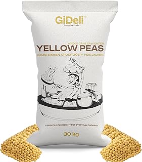 GiDeli Gelbe Erbsen Getrocknete 30 kg - ungeschält, Ganze - proteinreich, ballaststoffreich, vegan - ohne Zusatzstoffe, für Suppen, Eintöpfe, Suppen, Gulasch, Salate & Püree