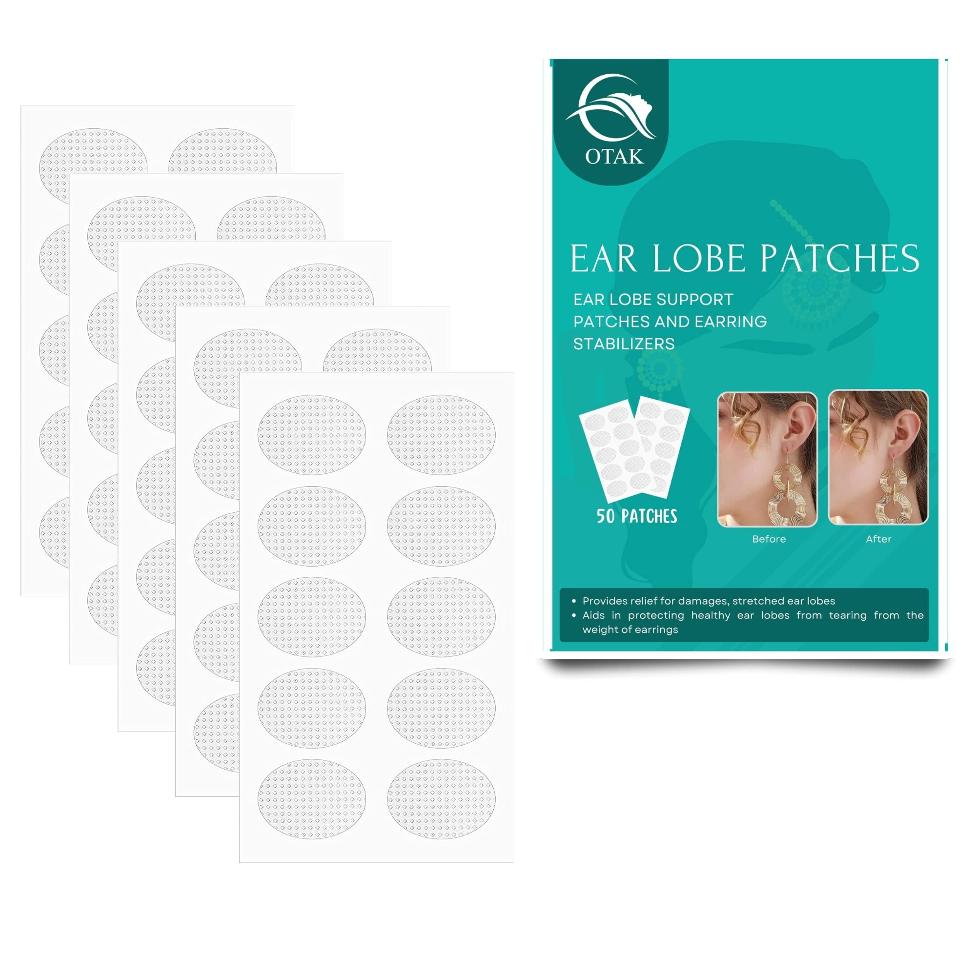Earring Support Patches OTAK arge Earrings Support Sticker Patches Heavy Earrings Stabilizers for Long Time Wearing Earrings Earring Prevents Tears Reduces Strain Ear Lobe Invisible Pack of 50 (B0BY6LNQCS) Amazon Price History, Amazon Price Tracker