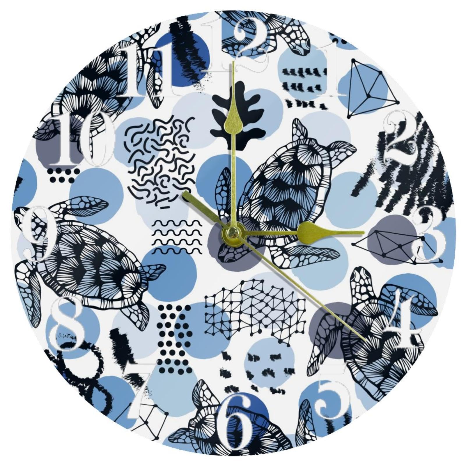 Horloge murale tortue de mer bleue pour cuisine salon et bureau décoration océan