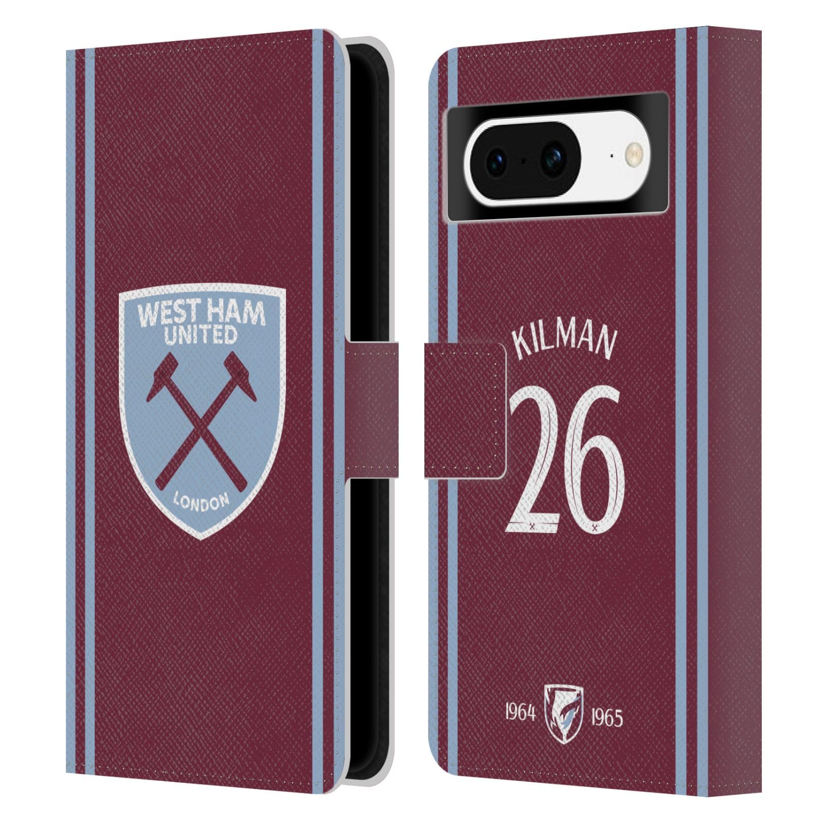 Head Case Designs Officially Licensed West Ham United FC Maximilian Kilman 2024/25 Players Home Kit Leather Wallet Case Compatible With Google Pixel 8