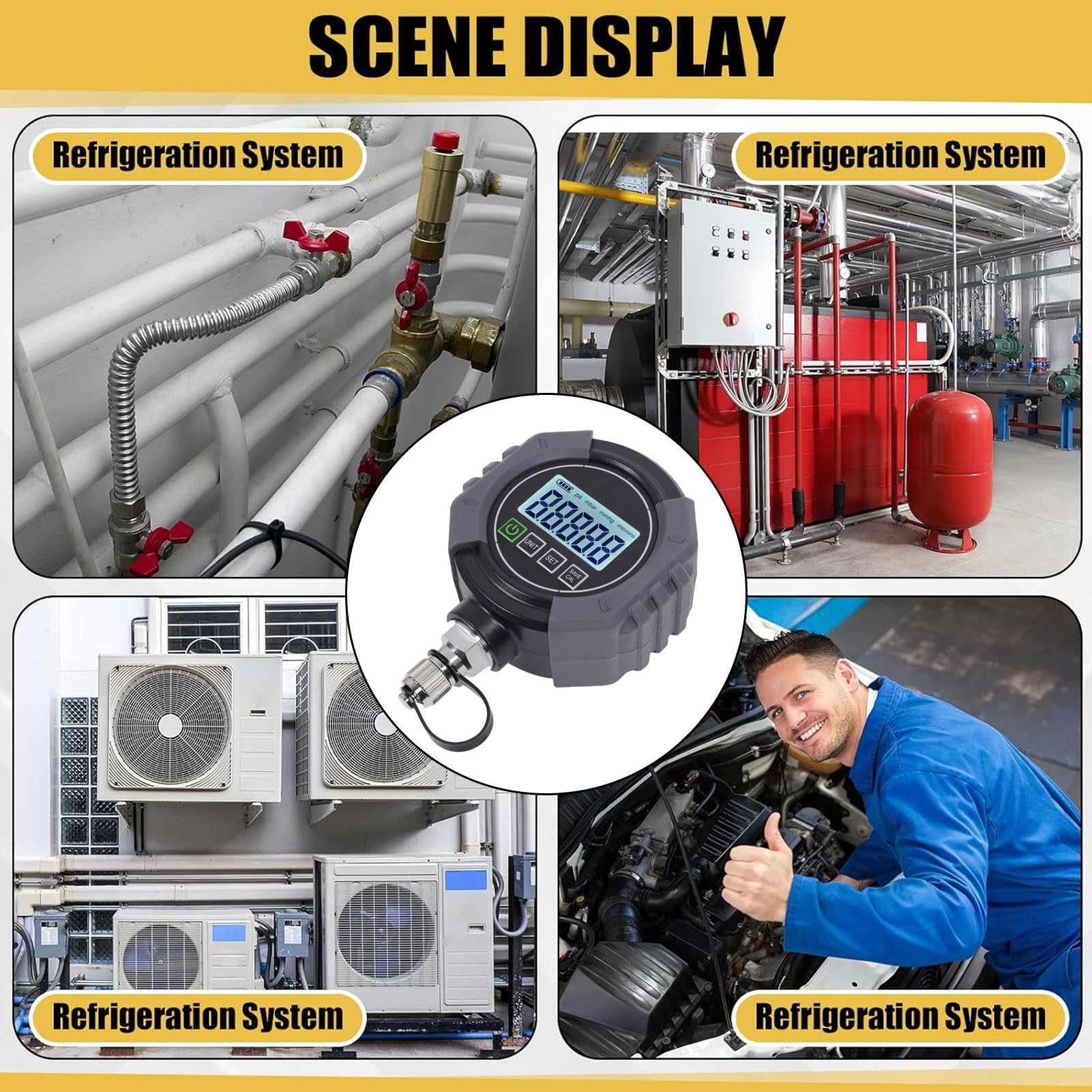 ViaGasaFamido Medidor de Vacío Digital, Probador de Medidor de Vacío de Micrones HVAC con Sensor de Alta Sensibilidad Monitoreo de Aplicaciones en Tiempo Real para Detección de Fugas en