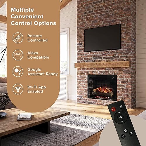 Miniatura 3 de Modern Ember Uptown - Chimenea eléctrica inteligente de 33 pulgadas con control remoto, compatible con Alexa, calentador eléctrico de 1,000 pies