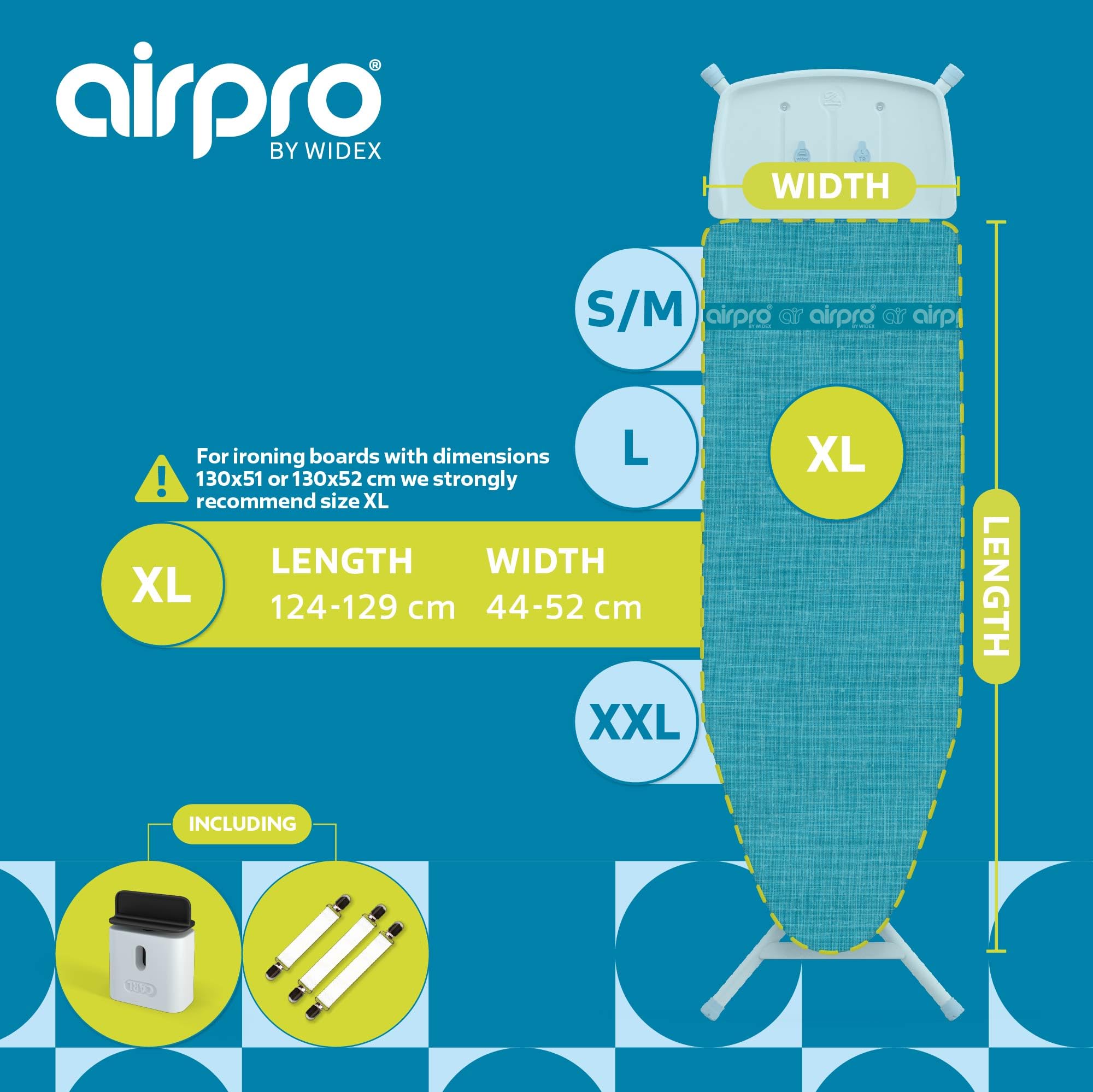 AirPro By Widex Funda de 6 Capas para Tabla de Planchar con Plancha de Vapor - Talla XL MAX 125x50 cm - No más Agua Debajo de la Tabla - Plancha hasta un 50% más rápido - Made IN Europa - 4
