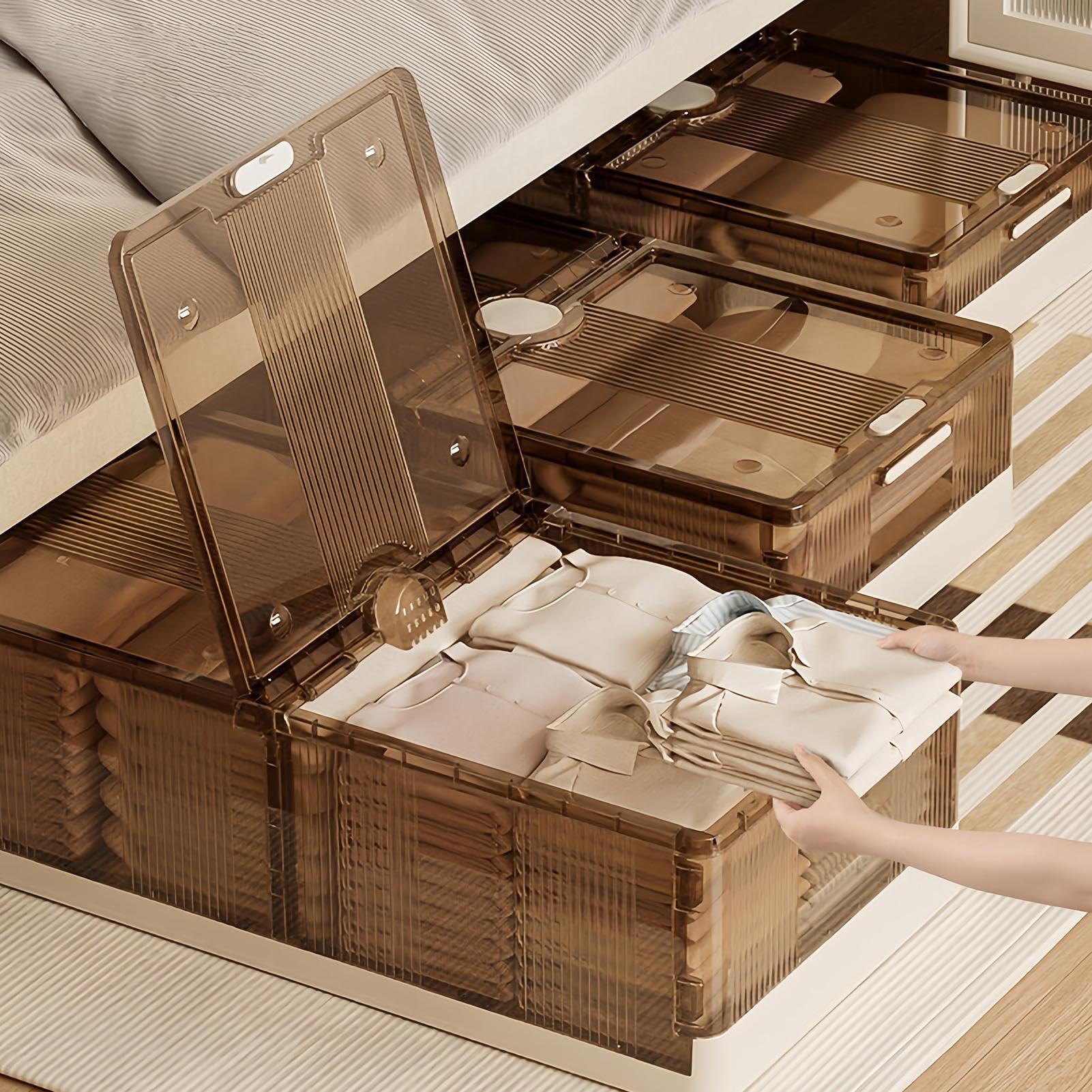 Almacenamiento Bajo La Cama Organizador Plegable Para Ropa | Almacenamiento de Juguetes Bajo la Cama con Tapa Hogar Dormitorio Ropa Zapatos Juguetes Documentos Manualidades Y Mas