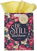 Vista 10 de Christian Art Gifts Bolsa de Regalo Retrato con Etiqueta y Juego de Papel de Seda para Mujeres: Quédate Quieta y Conoce - Salmo 46:10 Versículo