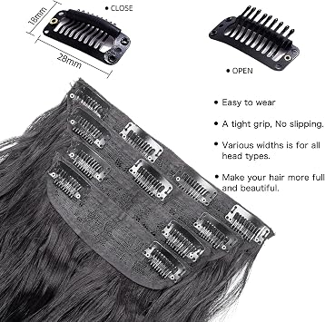 Brown Hair Extensions Clip ins, 4Pcs Long Wavy Synthetic Clip in Hair Extensions for Women Girls (Color: Brown)