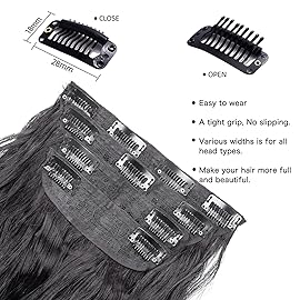 Brown Hair Extensions Clip ins, 4Pcs Long Wavy Synthetic Clip in Hair Extensions for Women Girls (Color: Brown)