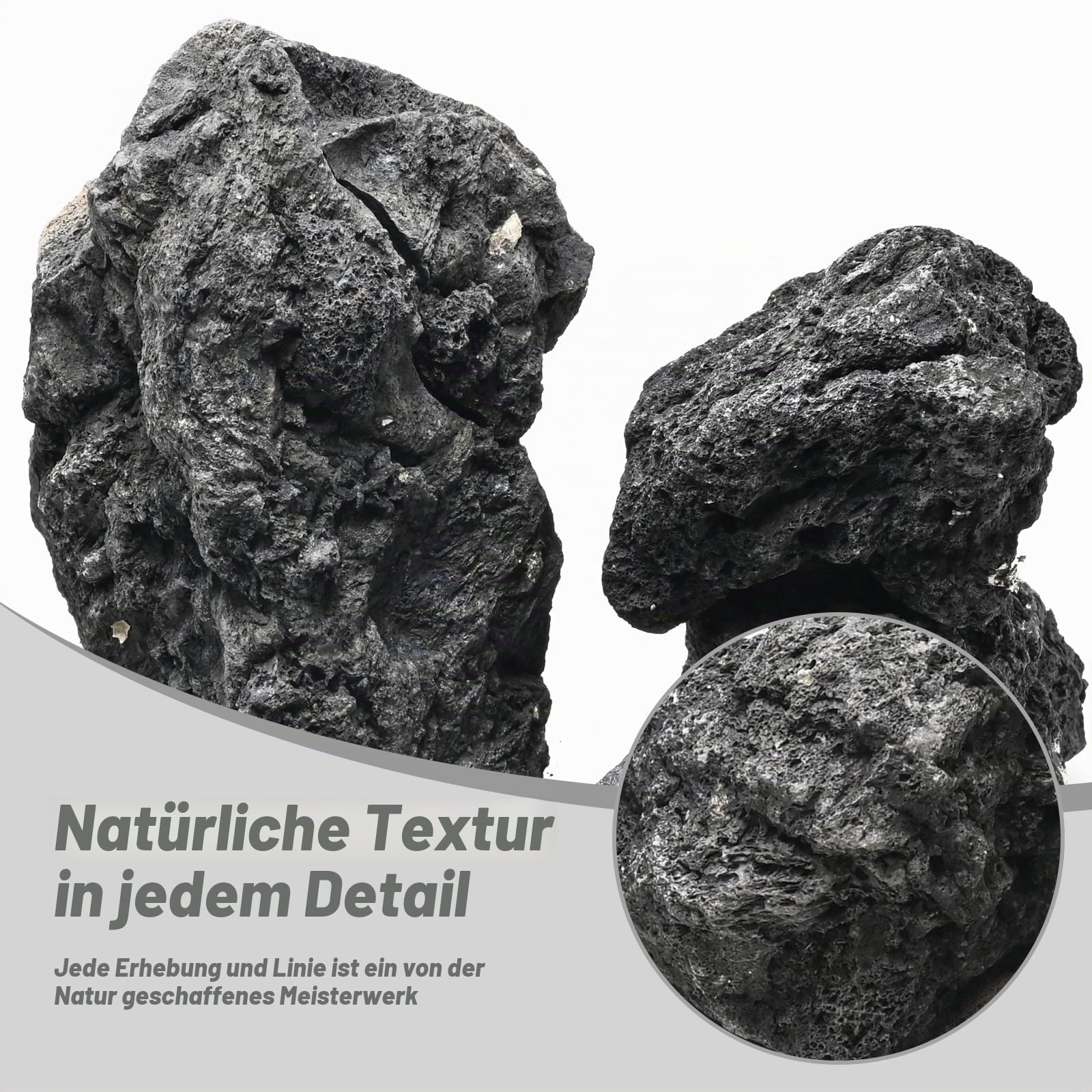 Schwarze Lavasteine 2,25kg Natürlicher Vulkanstein für Aquarium Feuerstelle Sukkulenten-Pflanzgefäße Bonsai und Gartengestaltung,3 Stück 10-15 cm