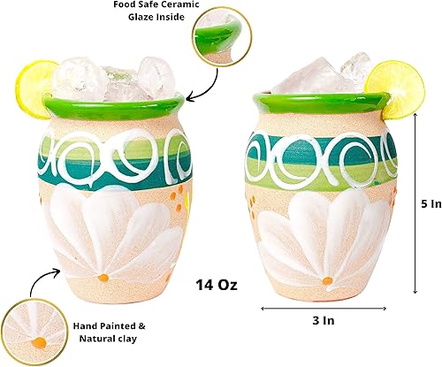 Miniatura 3 de Cantaritos de Barro Mexicanos  Juego de 2 auténticas tazas mexicanas de arcilla esmaltada de 14 onzas  Jarritos de Barro Mexicanos  Tazas de barro