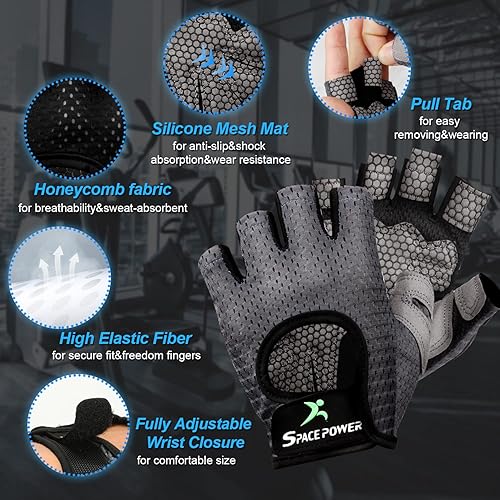 Miniatura 2 de spacepower Guantes de entrenamiento - Guantes de gimnasio ligeros y transpirables para mujeres y hombres