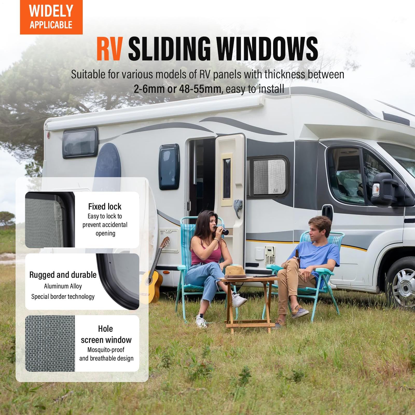 Ventana para autocaravana de 62,5 x 33 cm, repuesto de ventana abatible para autocaravanas, tintada con mosquitera, ventanas lateral con esquinas redondeadas para autocaravana, caravanas