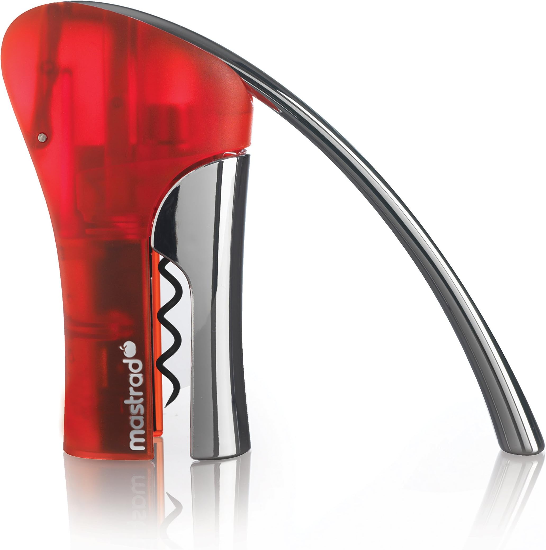 Mastrad Stainless Steel Teflon Coating Lever Corkscrew, 3 in 1 Double Lever Mechanism, Red - F02715