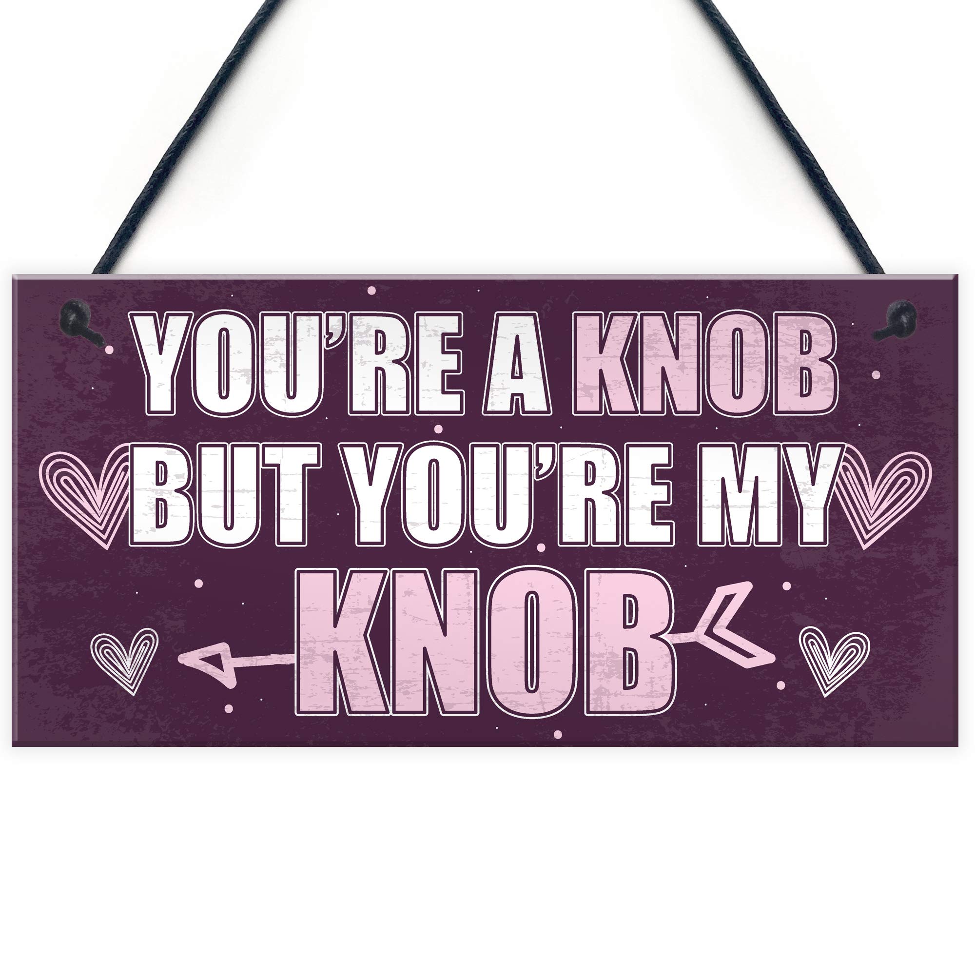 Red Ocean YOU'RE A KNOB Novelty Anniversary Valentines Gift For Her Him Boyfriend Girlfriend Hanging Sign Plaque Keepsake