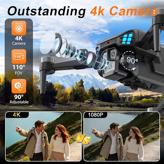 GPS Drone with 4K Camera for Adults, 4.5-inch Screen on Controller, 2 Batteries for 60-Min Flight Time, FPV RC Drone with Brushless Motor, GPS Auto Return, Foldable Quadcopter for Beginners