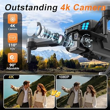GPS Drone with 4K Camera for Adults, 4.5-inch Screen on Controller, 2 Batteries for 60-Min Flight Time, FPV RC Drone with Brushless Motor, GPS Auto Return, Foldable Quadcopter for Beginners