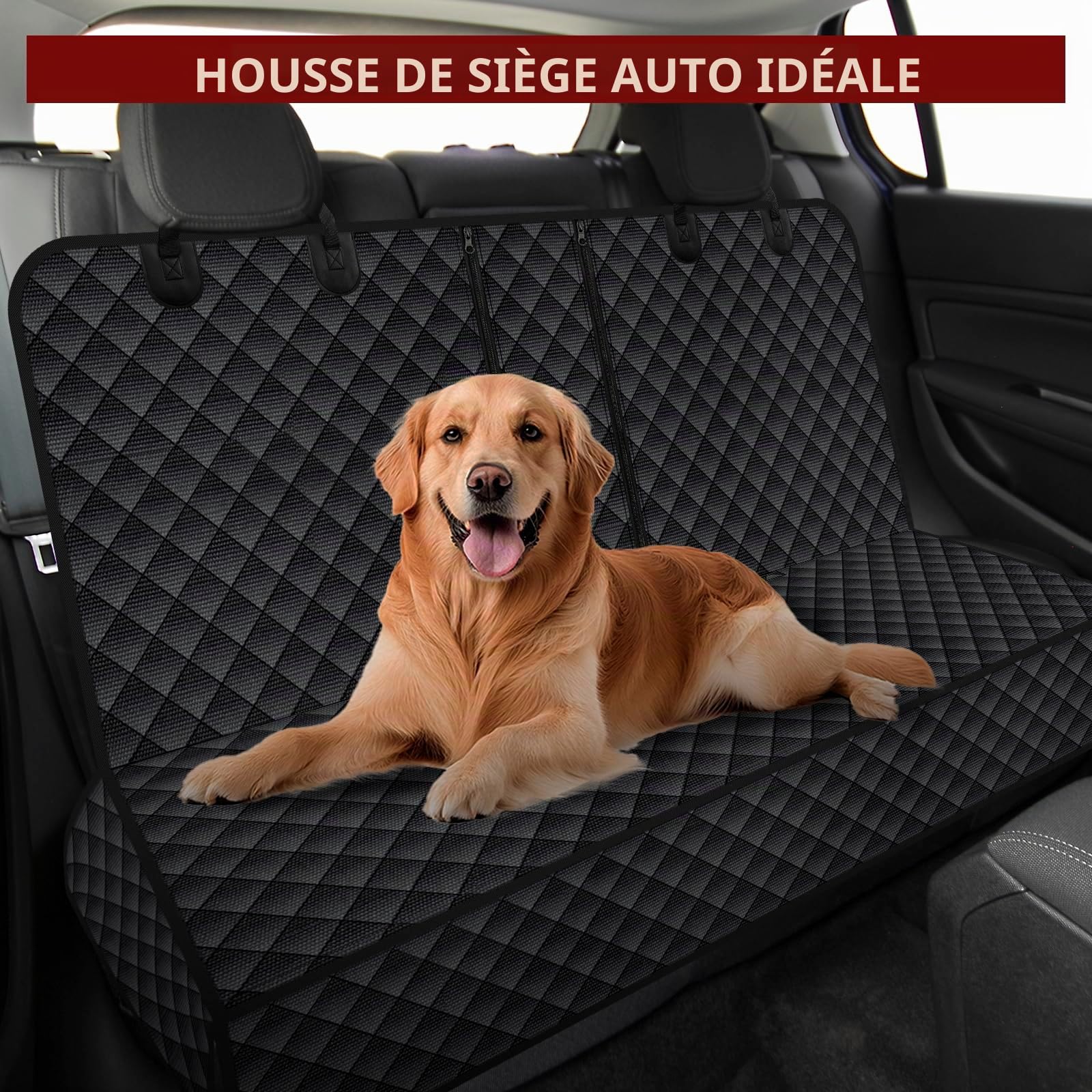 Housse de siège de voiture pour chien VAGCARS, imperméable, résistante aux rayures, avec 1 laisse élastique pour chien, 135x118 cm, Housse universelle pour siège arrière de voiture pour camions