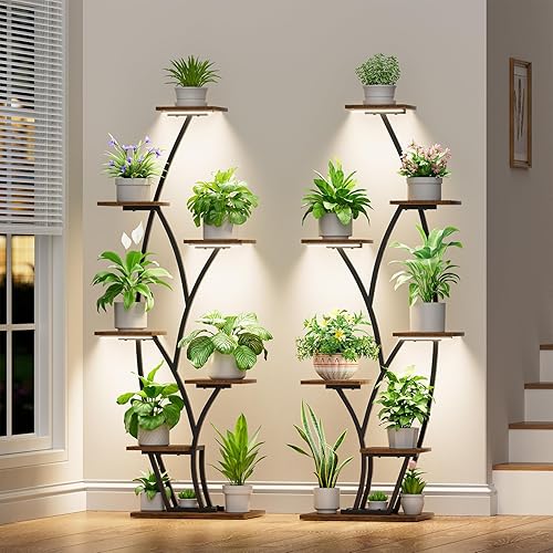 Miniatura 8 de Soporte para plantas de interior con luces de crecimiento, estante alto iluminado para plantas de interior, 61 pulgadas, 7 niveles grandes para