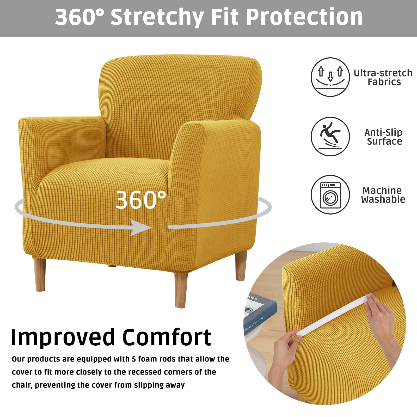 Niuoppy Armchair Covers Banquet Slipcovers, Stretch Arm Chair Covers, Single Armchair Slipcovers Anti-slip - Image 2