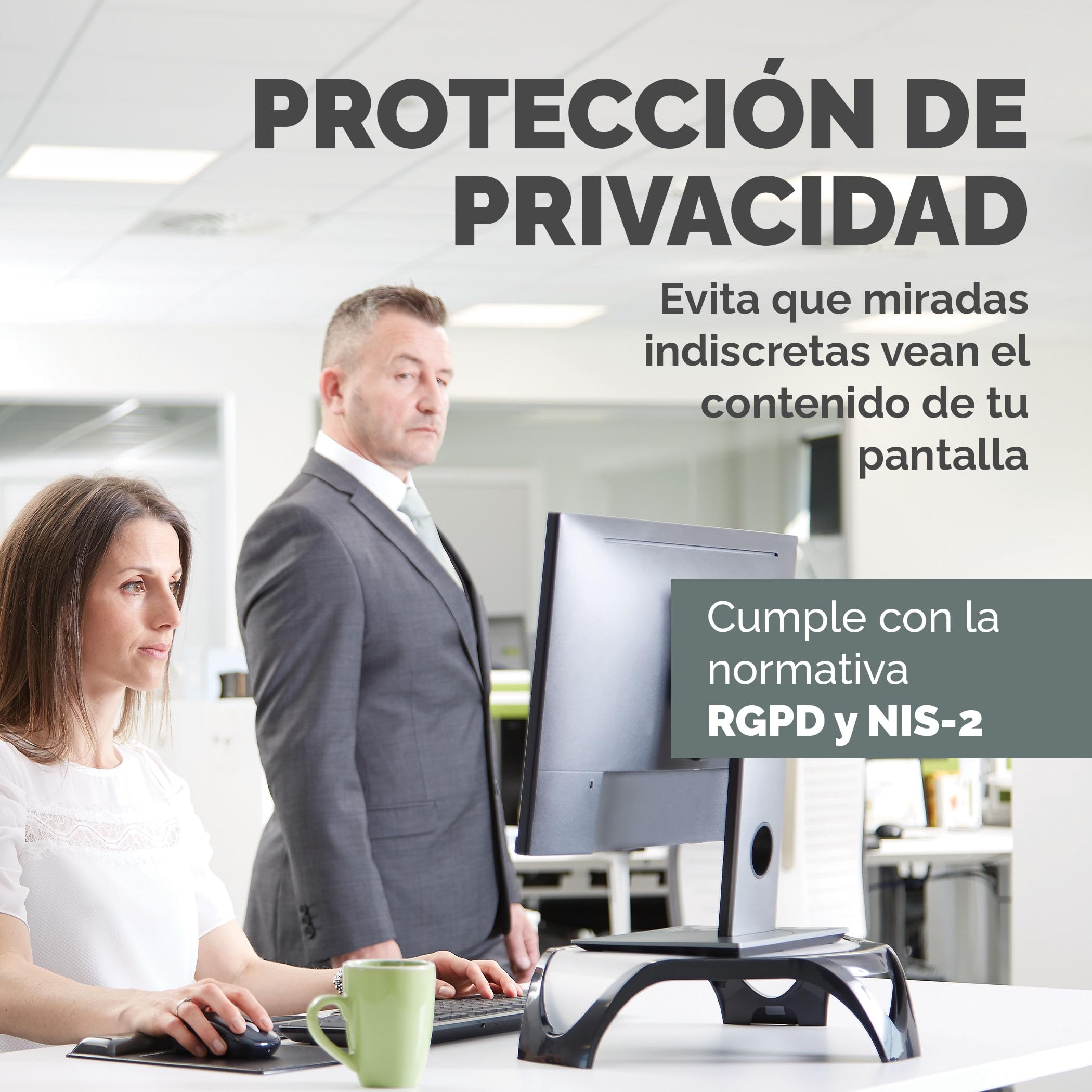 Fellowes Filtro de privacidad PrivaScreen – Protector de pantalla antirreflejos con filtro de luz azul para monitor 27.0" (16:9, 597 × 335mm) con pestañas Quick Reveal™