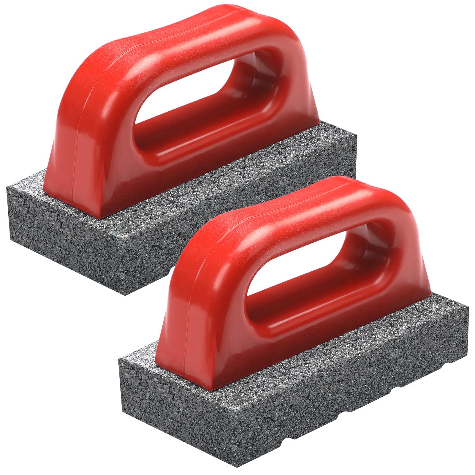Wenqik 2 Pcs Rub Brick with Handle Concrete 20 Grit Masonry Tools Smoothing Cleaning Removing Marks Tool(Red)