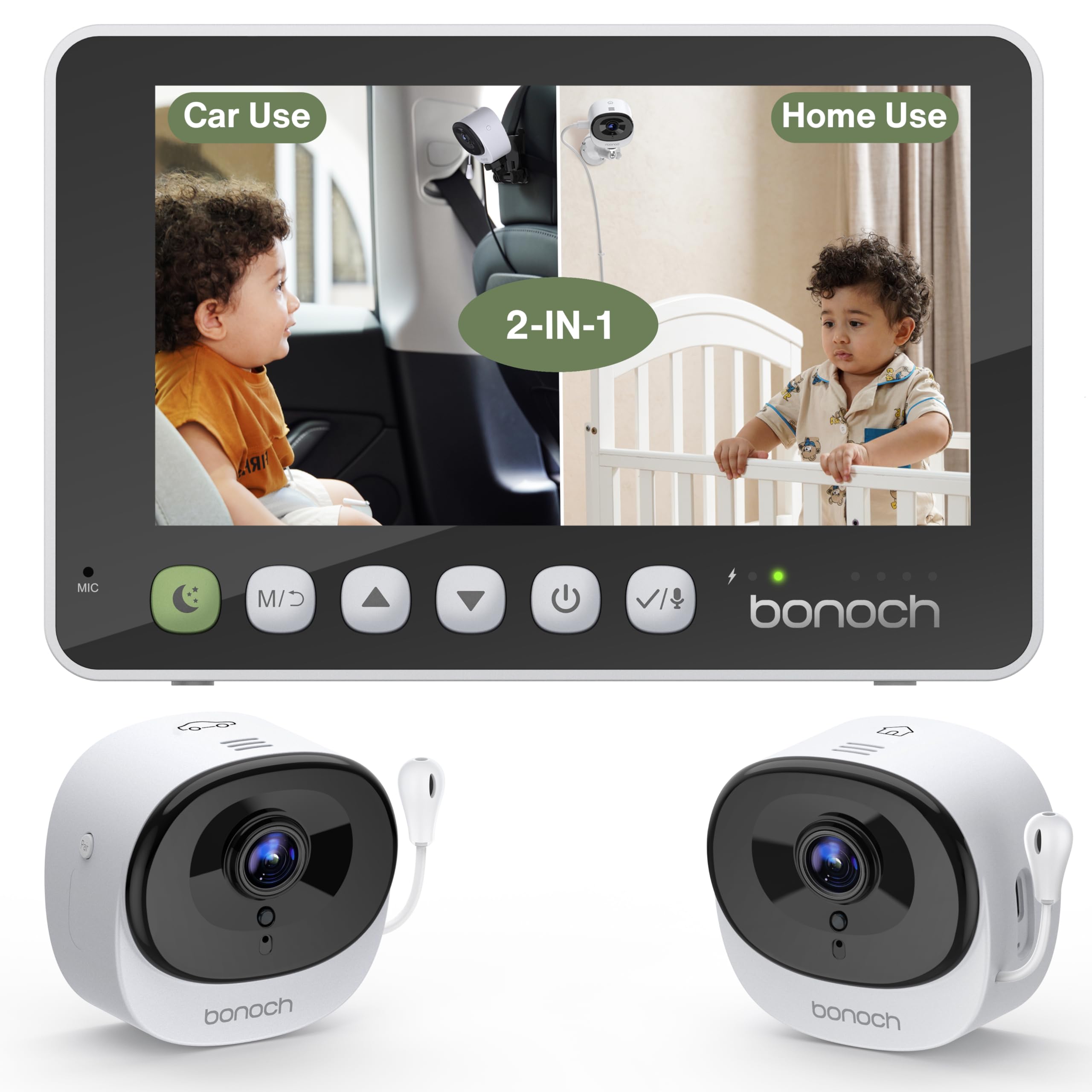bonoch 2-in-1 Car Home Dual-Use Baby Monitor