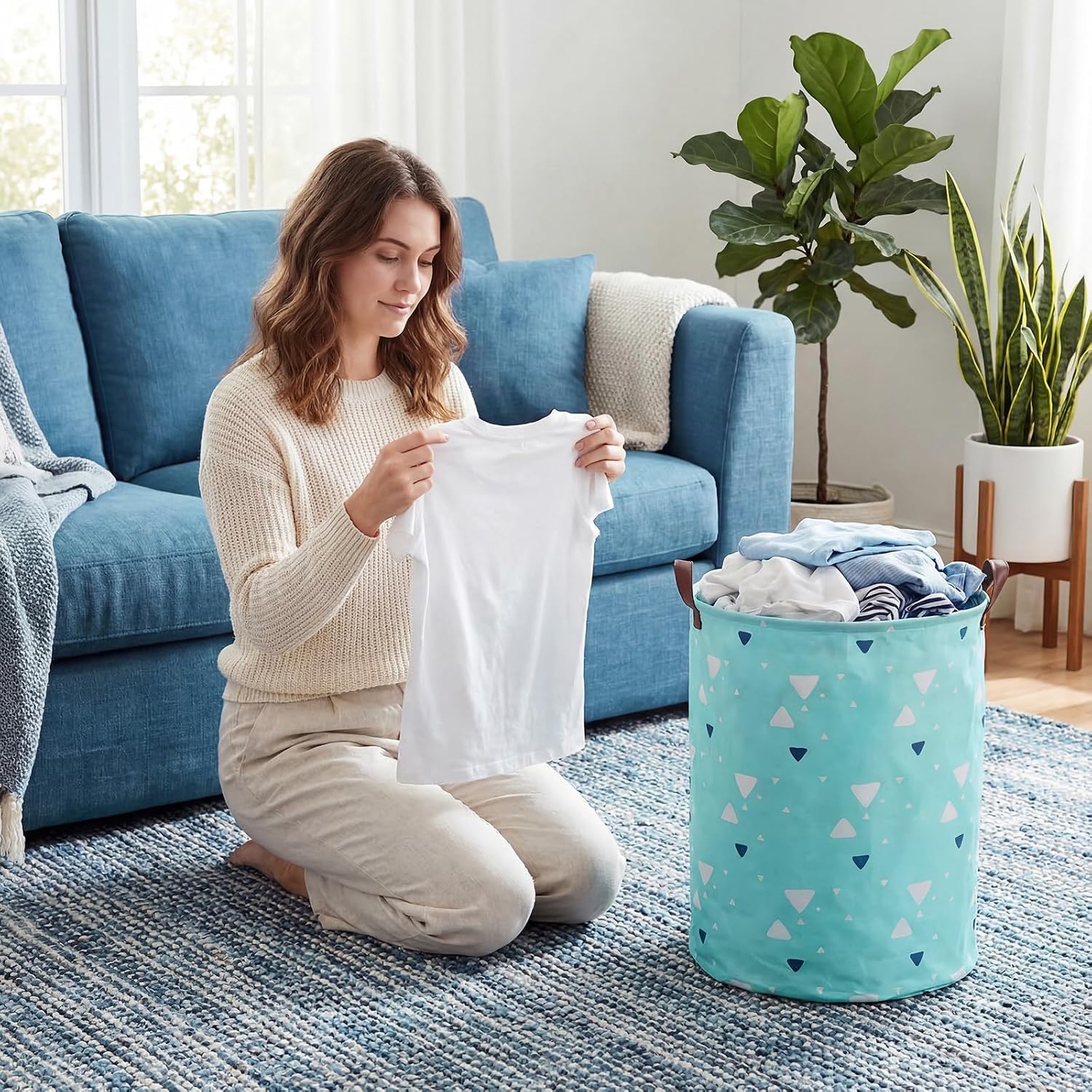 Patelai 3 Pieces Large Laundry Hamper Collapsible Organizer Storage Bin Waterproof Foldable Dirty Clothes Laundry Basket for Home Bathroom(Floral,20 x 16 Inch)