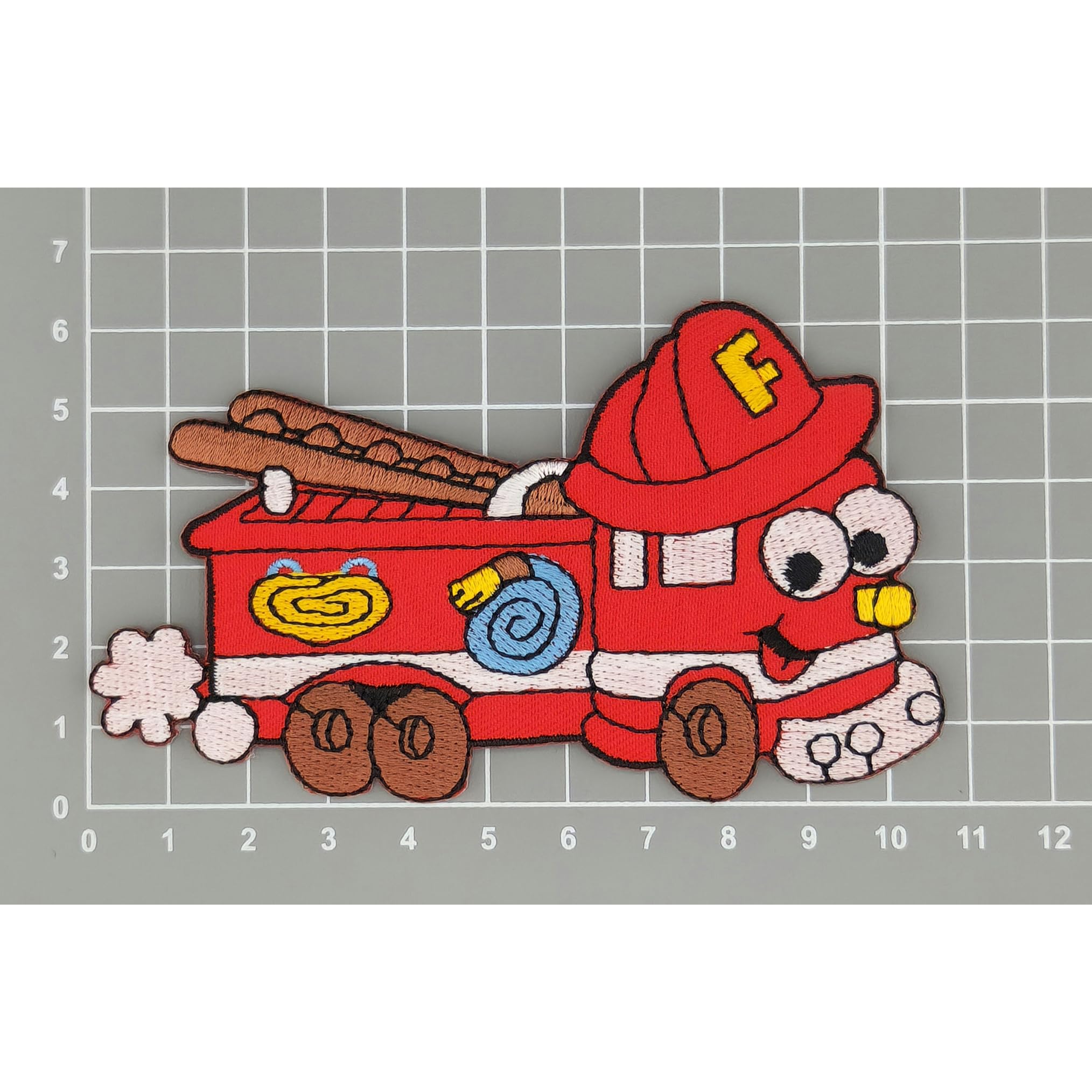 Aufnäher Feuerwehrwagen – Bestickt, Zum Aufbügeln Oder Aufnähen, 10,5x6,2cm