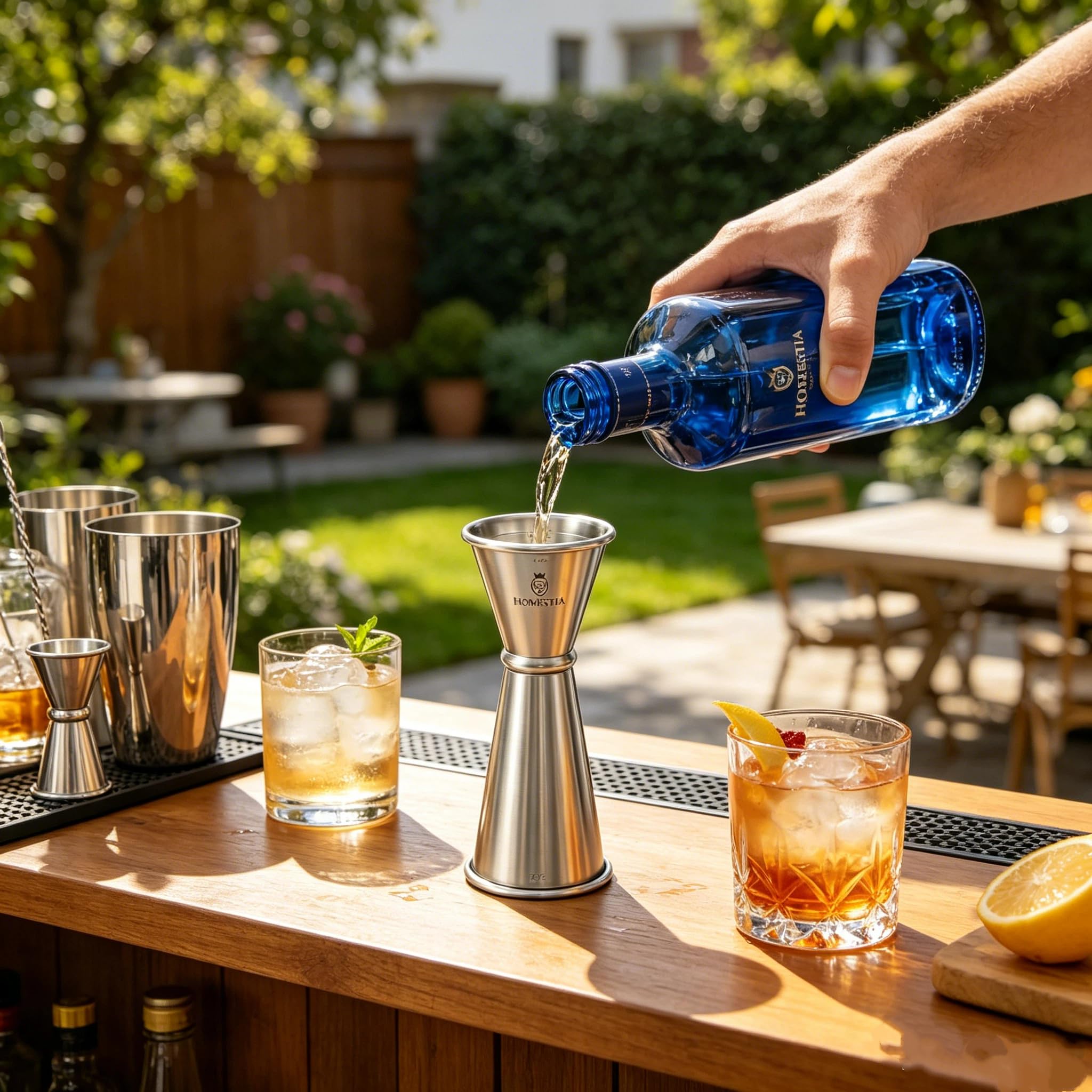 Homestia Jigger de cóctel japonés de alta calidad, medidor doble de 2 onzas, 1 onza, medidor de chupito, acero inoxidable 304 con medidas, accesorios de herramientas de barman para bar - Plata