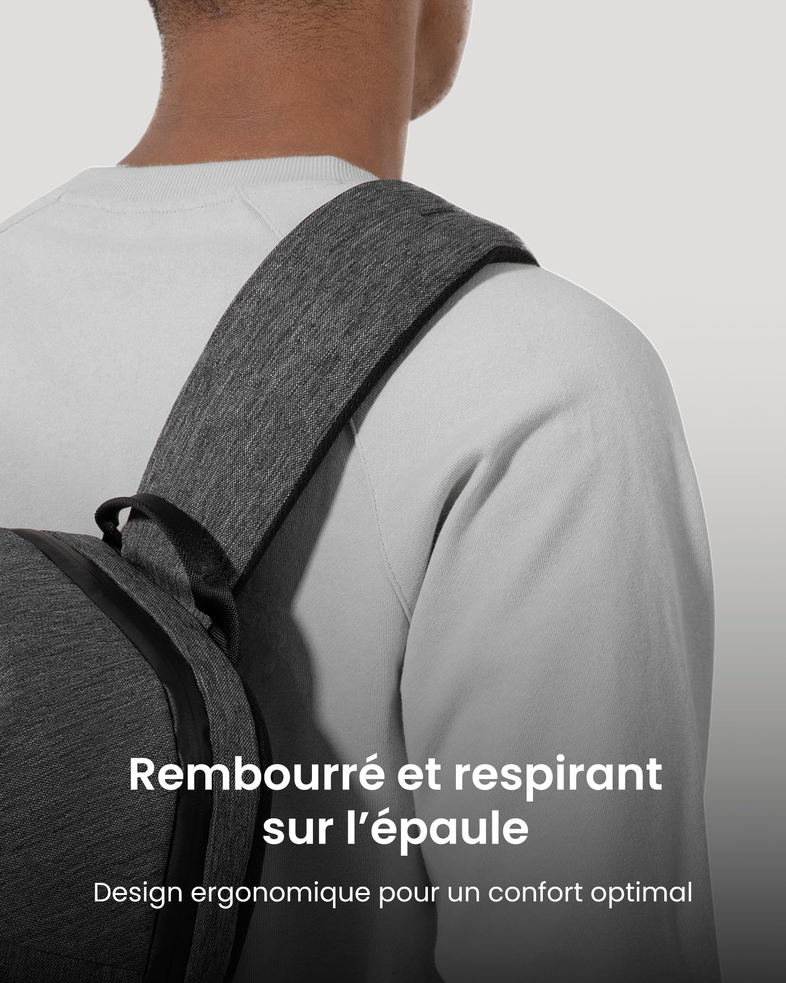 tomtoc Compact EDC Sling Bag, Sac à Bandoulière Minimaliste Crossbody pour 13" MacBook Air/Pro, 2024 13" iPad Pro M4, 13" iPad Air M2, Sac à Dos Résistant à L'eau, Usage Quotidien, Travail, Gris