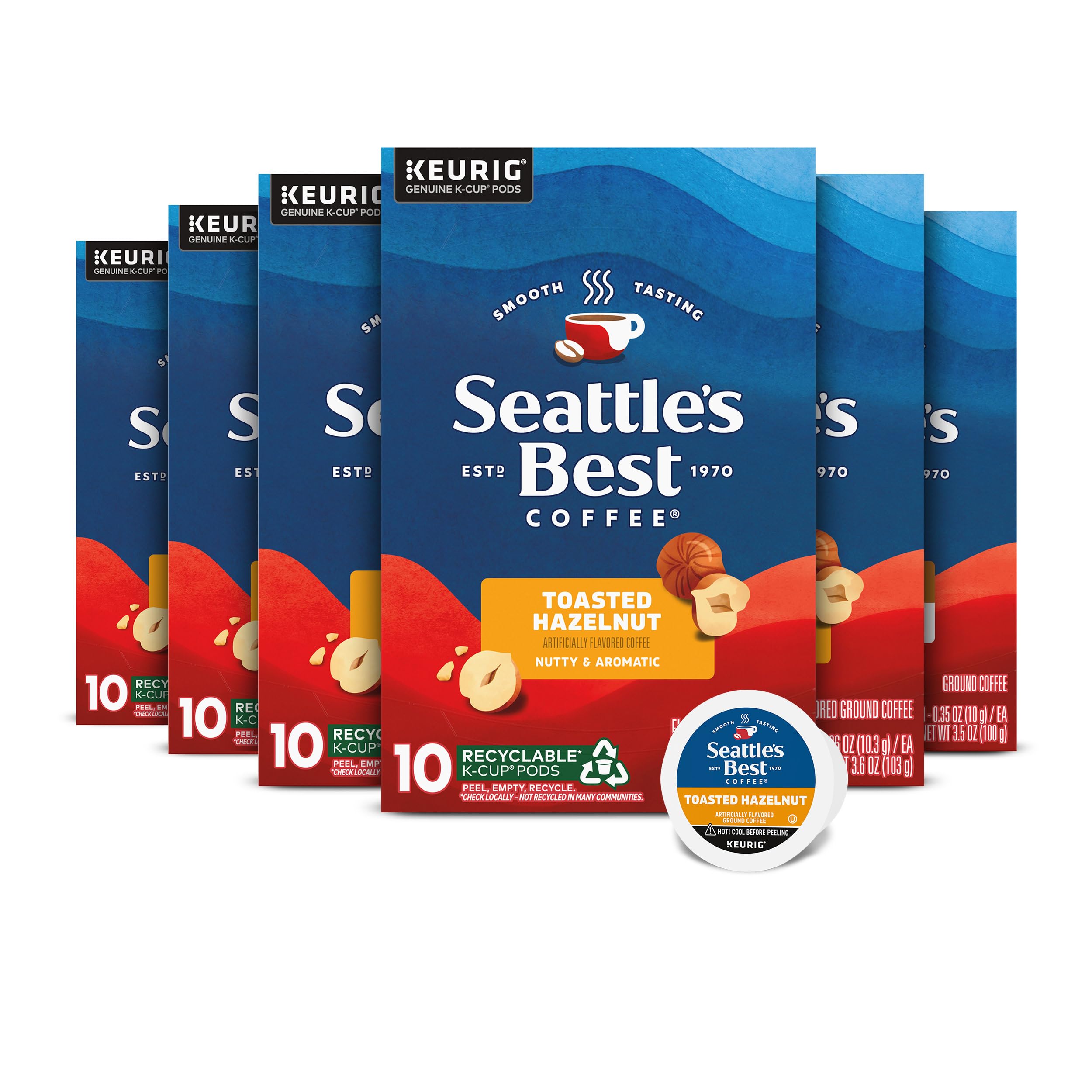 Amazon.com: Seattle's Best Coffee, Flavored K-Cup Coffee Pods, Toasted  Hazelnut, 100% Arabica, 6 Boxes (60 Pods Total) : Grocery & Gourmet Food
