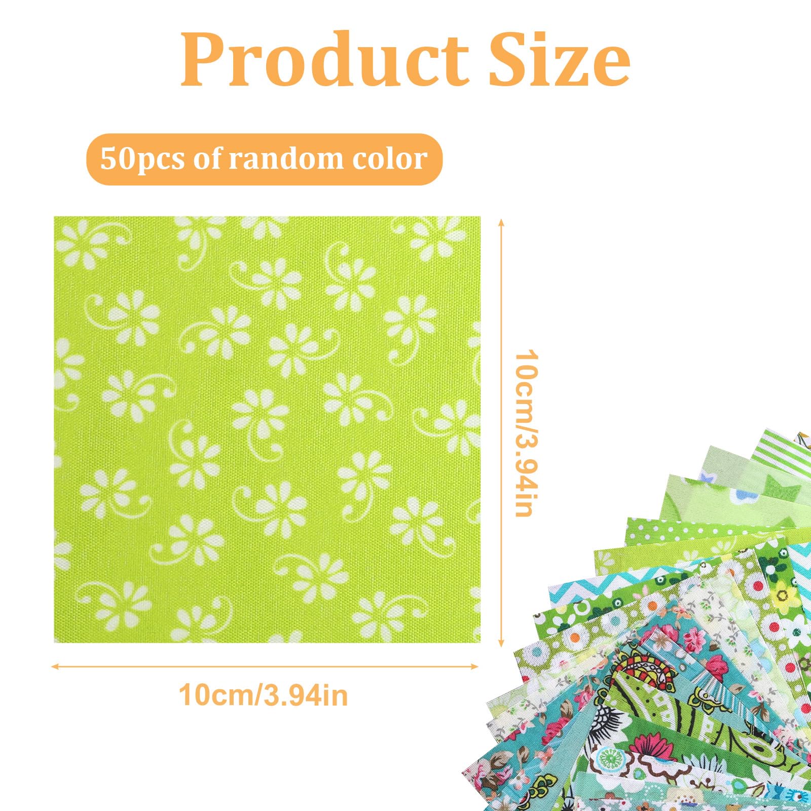 50PCS 4" X 4" Cotton Fabric Squares, Precut Quilting Craft Bundle, Fabric for Sewing Multi-Color Patterns for DIY Sewing, Patchwork, Scrapbooking, Doll Clothes — view 2