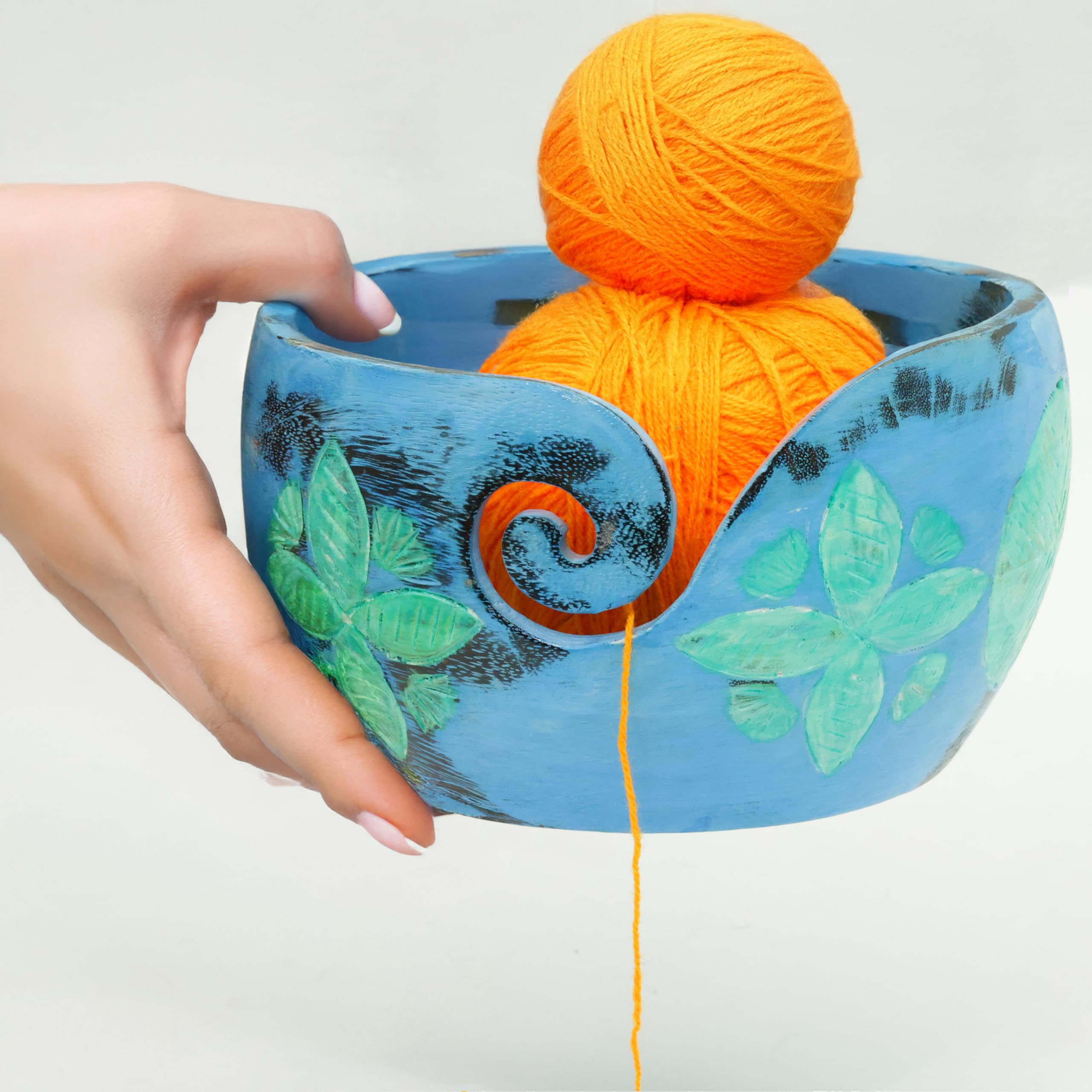 Bol En Bois Pour Fil à Tricoter - Avec Trou Pour Crochet - Ant-Enmêlement - Fait Main - 12