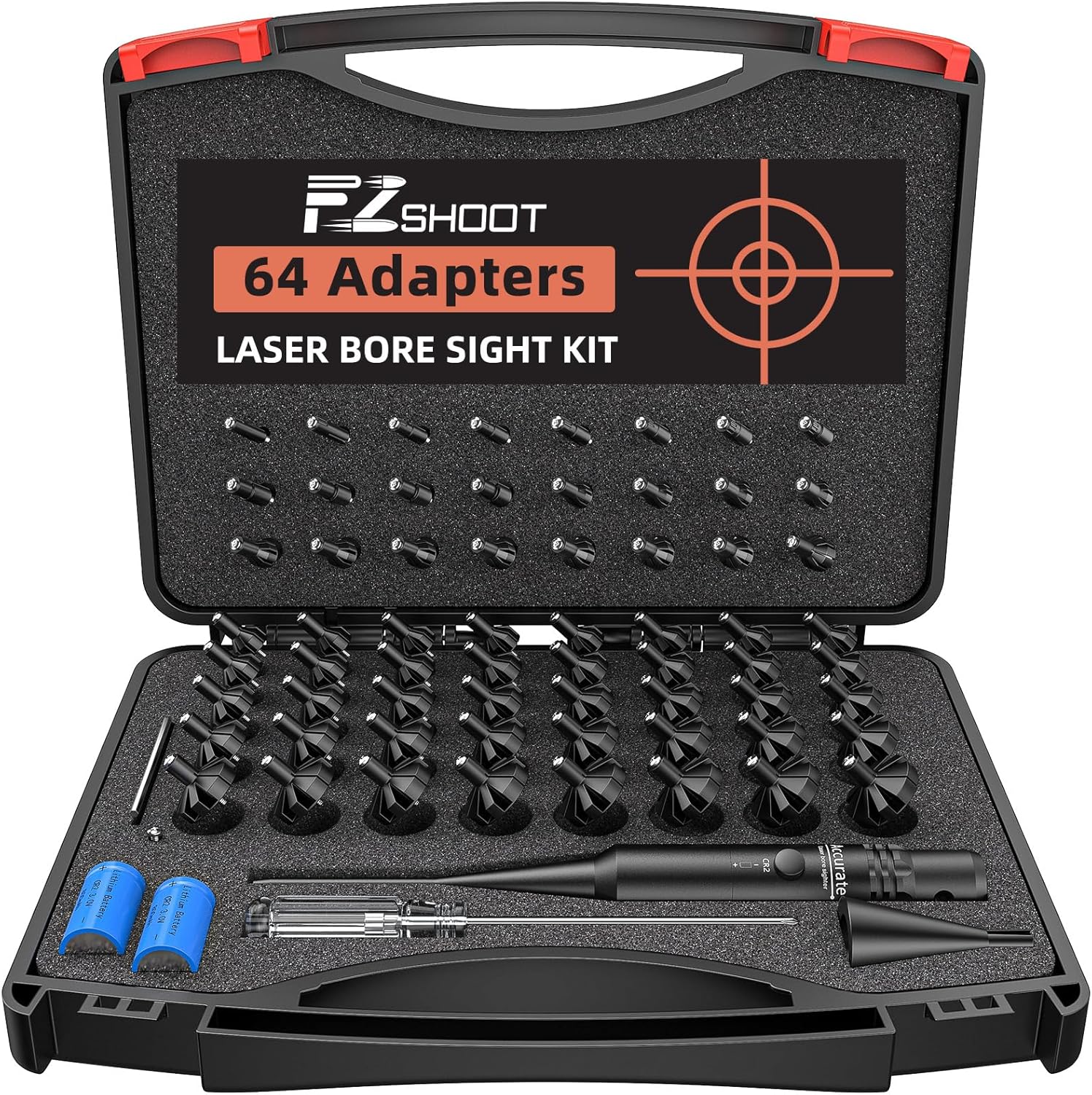 EZshoot Green/Red Bore Sight Laser with 64 Adapters Bright Laser Bore Sight Fit 0.17 to 12 GA Calibers Precise Bore Sight