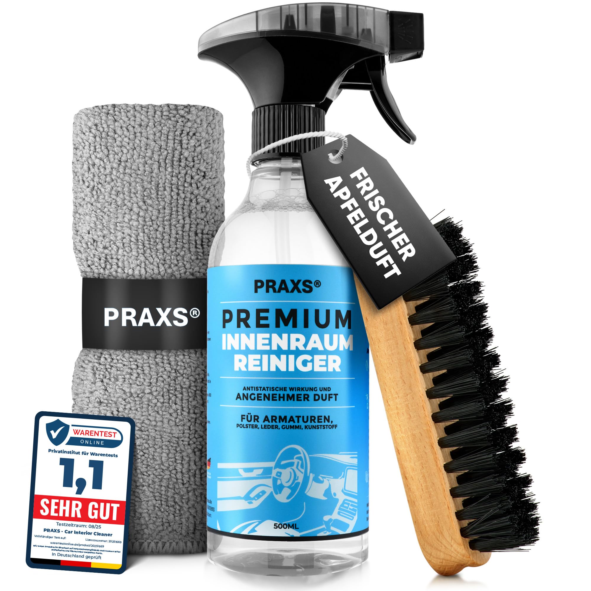 PRAXS® Innenraumreiniger Auto (500ml) - pH neutral - tiefreinigend für Kunststoff, Polster, Leder - Auto Innenraumpflege