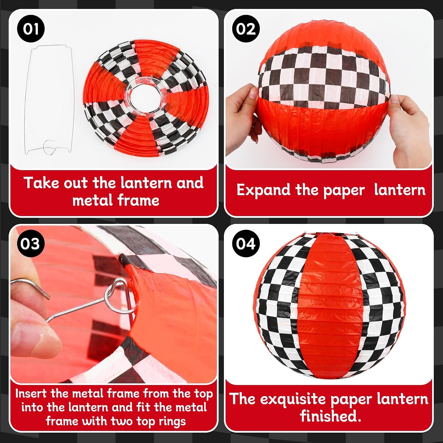 12 Pack 8 Inch Race Car Paper Lanterns for Party Decorations image 4